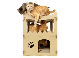 貓本屋｜升級版貓抓板貓屋-三層洋房